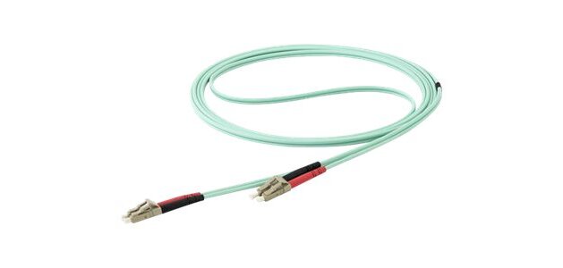 StarTech.com Câble Fibre Optique Multimode de 15m LC/UPC à LC/UPC OM4, Fibre Zipcord 50/125µm LOMMF/VCSEL, Réseaux 100G, Faible Perte d'Insertion, Cordon de Raccordement Fibre LSZH