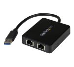 StarTech.com Adaptateur USB 3.0 à Double Port Gigabit Ethernet avec port USB - 10/100/100 - Adaptateur NIC Réseau USB Gigabit LAN