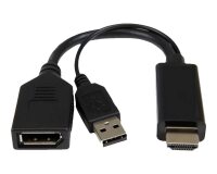 DLH DY-TU4247B câble vidéo et adaptateur DisplayPort HDMI + USB Noir