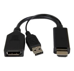 DLH DY-TU4247B câble vidéo et adaptateur DisplayPort HDMI + USB Noir