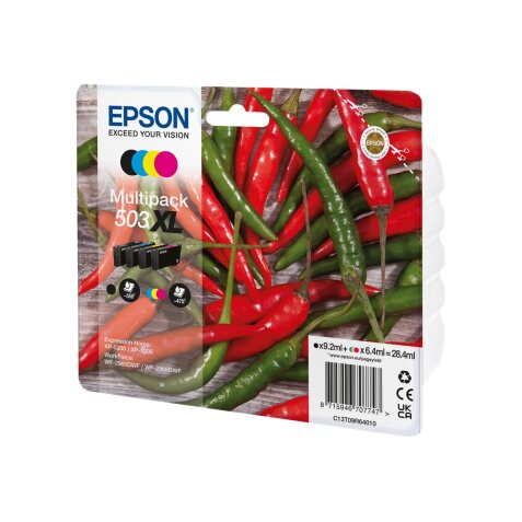 Epson 503XL cartouche d'encre 4 pièce(s) Original Rendement élevé (XL) Noir, Cyan, Magenta, Jaune