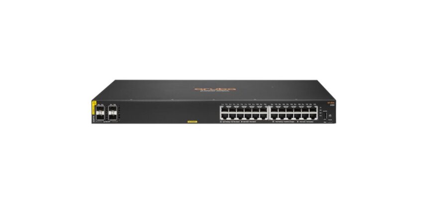HPE Aruba Networking CX 6100 24G Class4 PoE 4SFP+ 370W Géré L3 Gigabit Ethernet (10/100/1000) Connexion Ethernet, supportant l'alimentation via ce port (PoE) 1U Noir