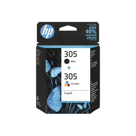Cartouche d'encre Hp HP 305 Pack de 2 Cartouches d'Encre Noire et Trois Couleurs Authentiques (6ZD17AE)