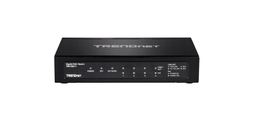 Trendnet TPE-TG611 commutateur réseau Gigabit Ethernet (10/100/1000) Connexion Ethernet, supportant l'alimentation via ce port (PoE) Noir