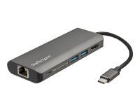 StarTech.com Adaptateur Multiport USB-C - Mini Dock USB-C avec HDMI 4K, 3x USB 3.0 Hub, SD/SDHC, GbE, 60W PD 3.0 Pass-Through - Station d'Accueil USB-C pour PC Portable Type-C/Thunderbolt 3