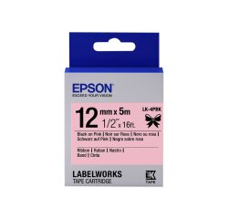 Epson Ruban satin pour étiqueteuse LK-4PBK Noir/Rose 12 mm (5 m)