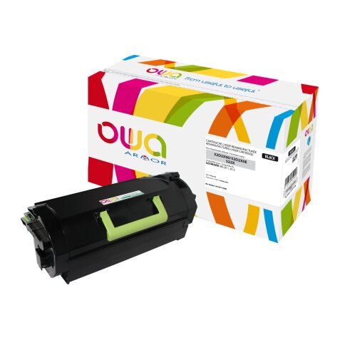 Toner remanufacturé OWA - haute capacité - Noir - pour LEXMARK 52D2X00, 52D2X0E