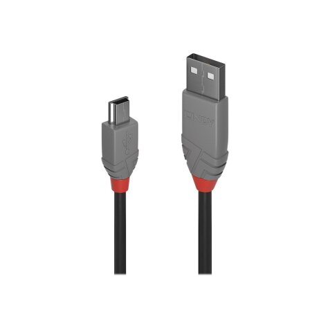 Lindy 36724 câble USB USB 2.0 3 m USB A Mini-USB B Noir