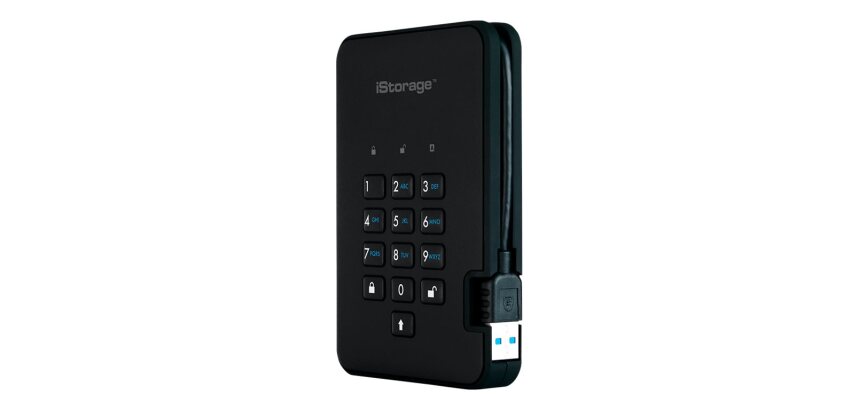 iStorage diskAshur2 256-bit 2TB USB 3.2 secure encrypted hard drive - Black IS-DA2-256-2000-B