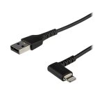 StarTech.com Câble USB-A vers Lightning Noir Robuste 1m Coudé à 90° - Câble de Charge/Synchronisation USB Type A vers Lightning en Fibre Aramide Robuste et Résistante - Certifié Apple MFi - iPhone