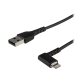 StarTech.com Câble USB-A vers Lightning Noir Robuste 1m Coudé à 90° - Câble de Charge/Synchronisation USB Type A vers Lightning en Fibre Aramide Robuste et Résistante - Certifié Apple MFi - iPhone