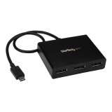 StarTech.com Adaptateur Multi-Moniteur USB-C 3 ports, Hub USB Type-C vers 3x DisplayPort 1.2 MST, Triple 1080p 30Hz DP Laptop Display Extender / Splitter, Câble Intégré Extra-Long - Windows Uniquement