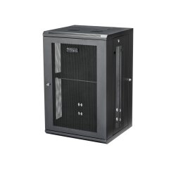 StarTech.com Armoire Réseau Murale à 4 Montants 18U avec Étagère 1U, Armoire Serveur Murale 19" à Charnières pour Équipement IT/AV/Électronique/Ordinateur, Armoire Rack Ventilée Flexible