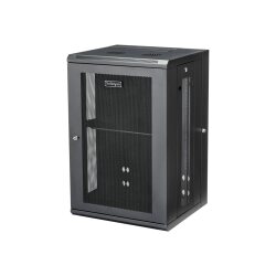 StarTech.com Armoire Réseau Murale à 4 Montants 18U avec Étagère 1U, Armoire Serveur Murale 19" à Charnières pour Équipement IT/AV/Électronique/Ordinateur, Armoire Rack Ventilée Flexible