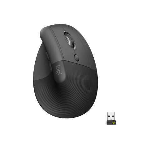 Logitech Lift Vertical Ergonomic Mouse - vertical mouse - Bluetooth, 2.4 GHz - graphite