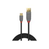 Lindy 36887 câble USB USB 2.0 2 m USB A USB C Noir, Gris