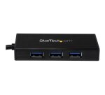 StarTech.com Hub USB 3.0 (5Gbps) portable à 3 ports avec câble intégré plus Gigabit Ethernet - Aluminium