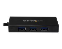 StarTech.com Hub USB 3.0 (5Gbps) portable à 3 ports avec câble intégré plus Gigabit Ethernet - Aluminium