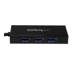 StarTech.com Hub USB 3.0 (5Gbps) portable à 3 ports avec câble intégré plus Gigabit Ethernet - Aluminium