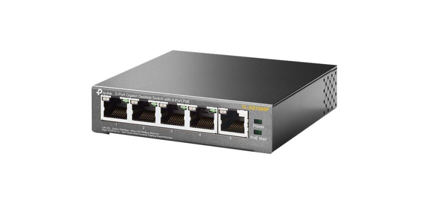 TP-Link TL-SG1005P Non-géré Gigabit Ethernet (10/100/1000) Connexion Ethernet, supportant l'alimentation via ce port (PoE) Noir