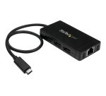 StarTech.com Hub USB-C à 3 ports avec Gigabit Ethernet - USB-C vers 3x USB-A - USB 3.0 - 5Gbps - Adaptateur d'alimentation inclus