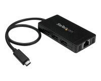 StarTech.com Hub USB-C à 3 ports avec Gigabit Ethernet - USB-C vers 3x USB-A - USB 3.0 - 5Gbps - Adaptateur d'alimentation inclus