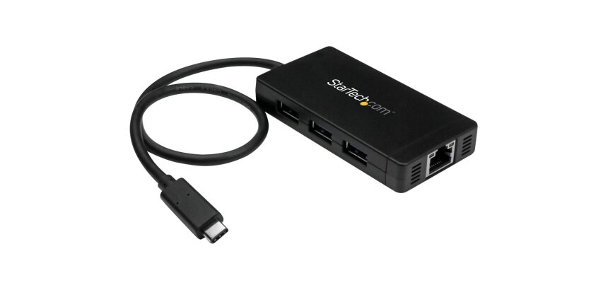 StarTech.com Hub USB-C à 3 ports avec Gigabit Ethernet - USB-C vers 3x USB-A - USB 3.0 - 5Gbps - Adaptateur d'alimentation inclus
