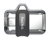 SanDisk Ultra Dual m3.0 lecteur USB flash 256 Go USB Type-A / Micro-USB 3.2 Gen 1 (3.1 Gen 1) Noir, Argent, Transparent