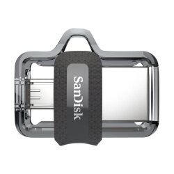 SanDisk Ultra Dual m3.0 lecteur USB flash 256 Go USB Type-A / Micro-USB 3.2 Gen 1 (3.1 Gen 1) Noir, Argent, Transparent