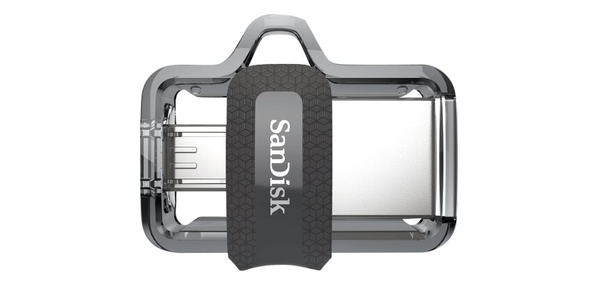 SanDisk Ultra Dual m3.0 lecteur USB flash 256 Go USB Type-A / Micro-USB 3.2 Gen 1 (3.1 Gen 1) Noir, Argent, Transparent