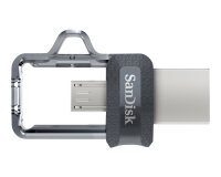 SanDisk Ultra Dual m3.0 lecteur USB flash 32 Go USB Type-A / Micro-USB 3.2 Gen 1 (3.1 Gen 1) Noir, Argent, Transparent