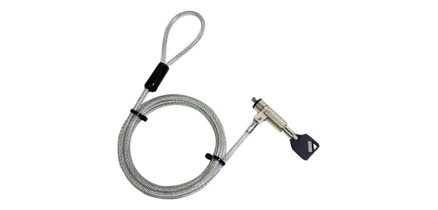 DLH Câble de sécurité antivol Wedge à clé - Livré avec 2 clés - Longueur 1.8m - Gris