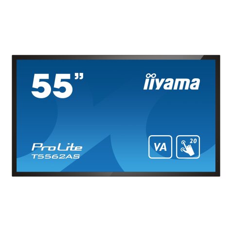 iiyama T5562AS-B1 Écran d'affichage dynamique Écran plat interactif 138,7 cm (54.6") VA 500 cd/m² 4K Ultra HD Noir Écran tactile Intégré dans le processeur Android 8.0 24/7