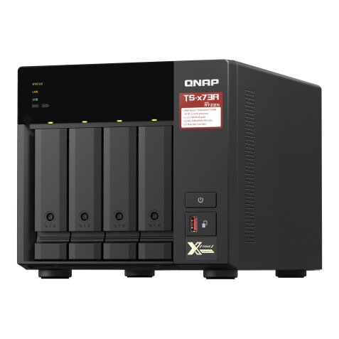 QNAP TS-473A NAS Tower Ryzen Embedded V1500B 8 Go DDR4 QNAP Turbo System Noir