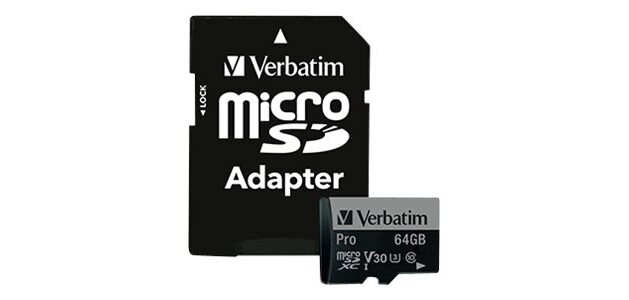 Verbatim PRO - flash memory card - 64 GB - microSDXC UHS-I
