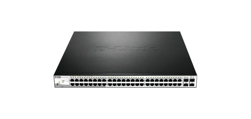 D-Link DGS-1210-52MP Géré L2 Gigabit Ethernet (10/100/1000) Connexion Ethernet, supportant l'alimentation via ce port (PoE) Noir, Gris