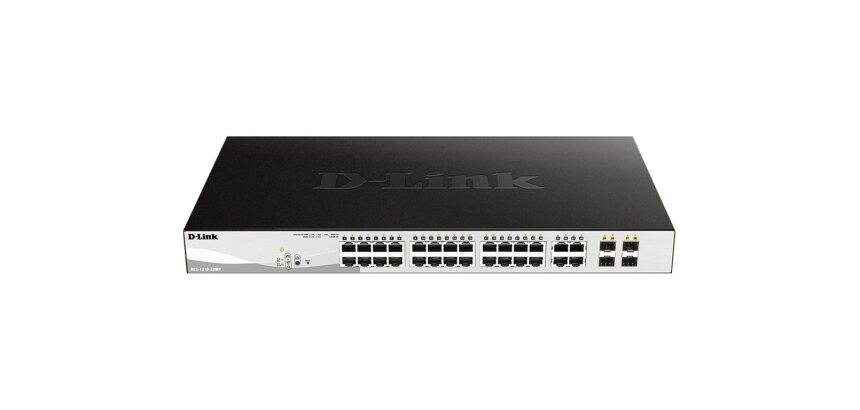 D-Link DGS-1210-28MP/E commutateur réseau Géré L2 Gigabit Ethernet (10/100/1000) Connexion Ethernet, supportant l'alimentation via ce port (PoE) 1U Noir, Gris