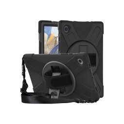 DLH COQUE RENFORCEE AVEC BANDOULIERE, POIGNEE ROTATIVE ET PIED SUPPORT POUR SAMSUNG GALAXY TAB A8 10.5" (SM-X200 / SM-X205)