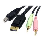 StarTech.com Câble de commutateur KVM DisplayPort USB 4 en 1 de 1,8 m avec audio et microphone