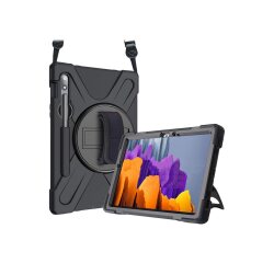 DLH COQUE RENFORCEE AVEC BANDOULIERE, POIGNEE ROTATIVE ET PIED SUPPORT POUR SAMSUNG GALAXY TAB S7 (SM-T870 / SM-T875 / SM-T876)