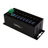 StarTech.com Hub USB 3.0 à 7 ports - 5Gbps - Hub USB-A industriel en métal avec protection ESD et protection contre les surtensions de 350W - Montage sur rail DIN, mural ou sur bureau - Hub d'extension USB conforme TAA