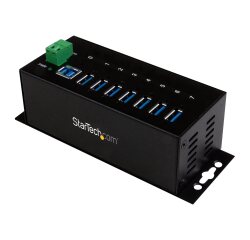 StarTech.com Hub USB 3.0 à 7 ports - 5Gbps - Hub USB-A industriel en métal avec protection ESD et protection contre les surtensions de 350W - Montage sur rail DIN, mural ou sur bureau - Hub d'extension USB conforme TAA