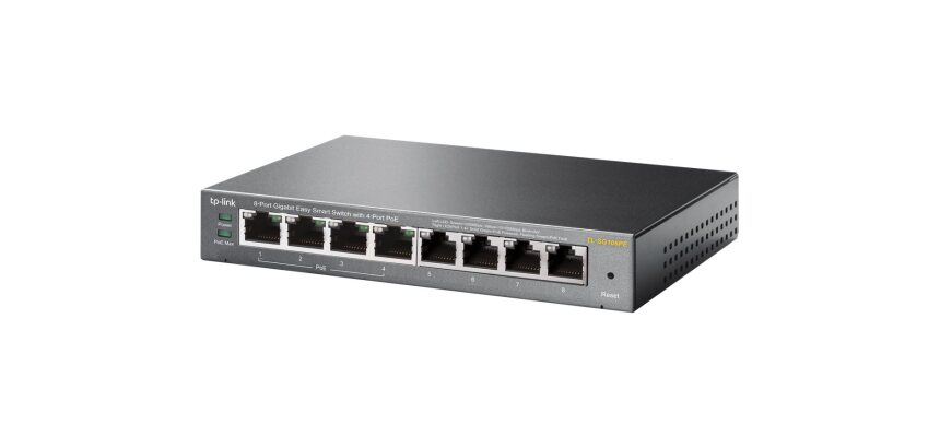 TP-Link TL-SG108PE Géré L2 Gigabit Ethernet (10/100/1000) Connexion Ethernet, supportant l'alimentation via ce port (PoE) Noir