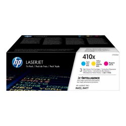 HP 410XLaserJet, lot de 3 cartouches de toner grande capacité authentiques, cyan/magenta/jaune