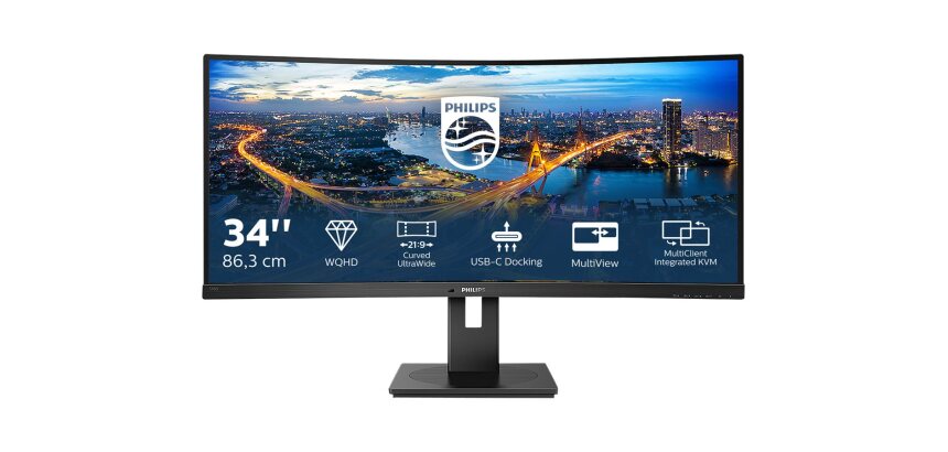 Philips B Line 346B1C/00 écran plat de PC 86,4 cm (34") 3440 x 1440 pixels Quad HD LCD Noir