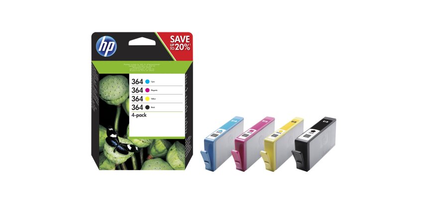 HP 364 pack de 4 cartouches d'encre noir/cyan/magenta/jaune authentiques