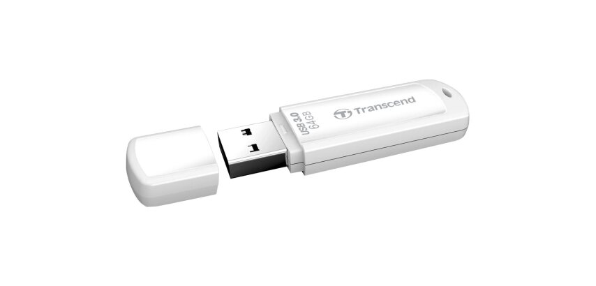 Transcend JetFlash 730 64GB USB 3.0 lecteur USB flash 64 Go USB Type-A 3.2 Gen 1 (3.1 Gen 1) Blanc
