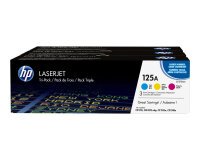 HP 125A pack de 3 toners LaserJet cyan/magenta/jaune authentiques