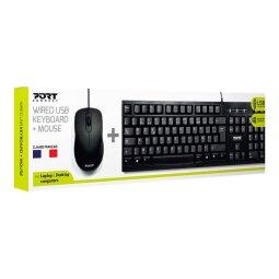 Port Designs 900900 clavier Souris incluse Bureau USB AZERTY Français Noir