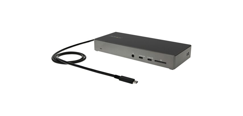 StarTech.com Dock USB C - Docking Station USB Type-C Triple Écran 4K - Alimentation 100W - DP 1.4 Alt Mode & DSC, 2x DisplayPort 1.4/HDMI 2.0 - 6xUSB (2x 10Gbps), SD - Windows/Chrome